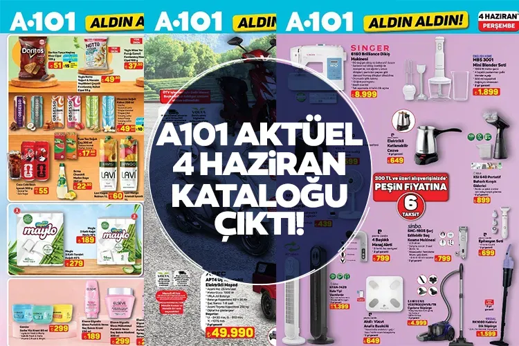 Haziran ayına özel hazırlanan A101 aktüel katalogu yayımlandı. 4 Haziran'da raflarda yerini alacak ürünler arasında birçok farklı kategoride kampanyalı seçenek dikkat çekiyor. Uygun fiyatlı alışveriş yapmak isteyen vatandaşlar yeni hafta fırsatlarını yakından takip ederken, katalogda yer alan ürünler merak konusu oldu. İşte, A101'in yeni haftaya özel indirim kampanyaları;