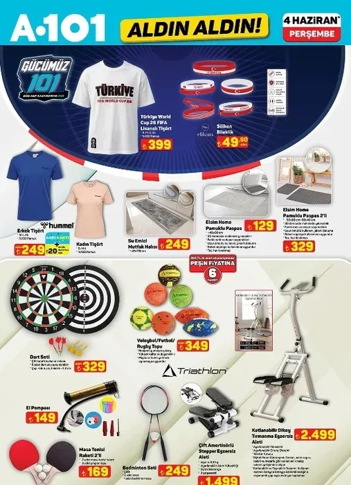 4 HAZİRAN A101 AKTÜEL ÜRÜNLER KATALOĞU MASA TENİSİ RAKETİ - 169 TL