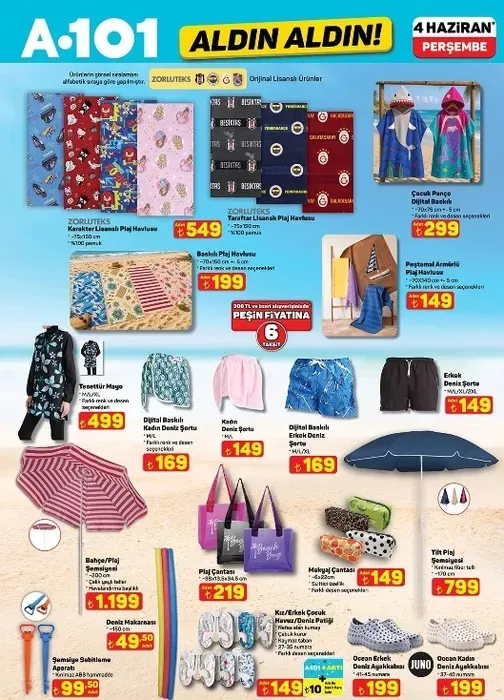 4 HAZİRAN A101 AKTÜEL ÜRÜNLER KATALOĞU PLAJ ŞEMSİYESİ - 799 TL
