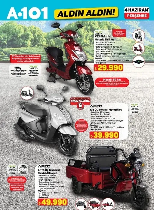 4 HAZİRAN A101 AKTÜEL ÜRÜNLER KATALOĞU ELEKTRİKLİ MOTORLU BİSİKLET - 29.990 TL
