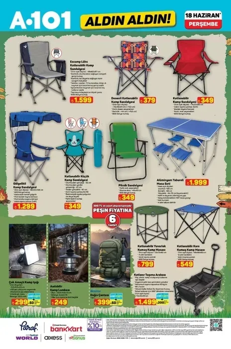 Kamp Sandalyesi 1599 TL Piknik Sandalyesi 349 TL Masa Seti 1999 TL Çok Amaçlı Kamp Işığı 299 TL Dağcı Çantası 399 TL
