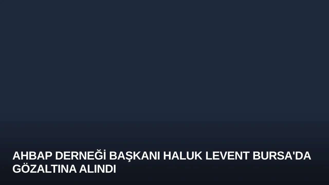 Ahbap Derneği Başkanı Haluk Levent Bursa'da Gözaltına Alındı