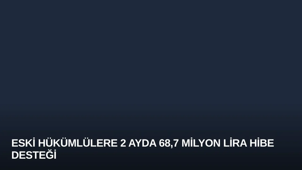 Eski Hükümlülere 2 Ayda 68,7 Milyon Lira Hibe Desteği