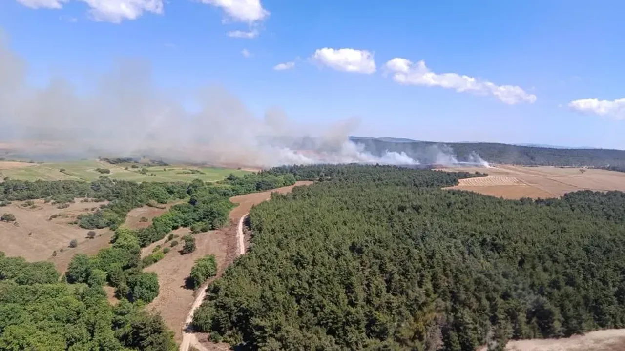 Çanakkale Eceabat'ta Zirai Alan Yangınına Havadan Müdahale