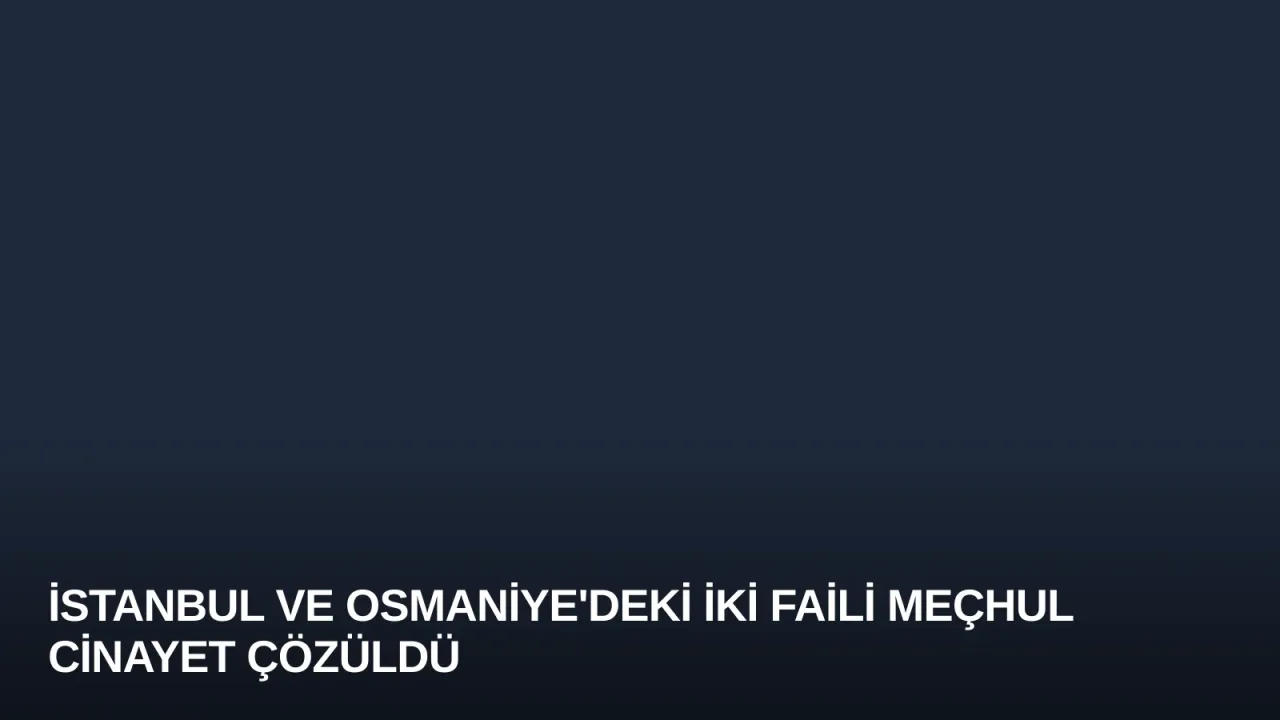 İstanbul ve Osmaniye'deki İki Faili Meçhul Cinayet Çözüldü