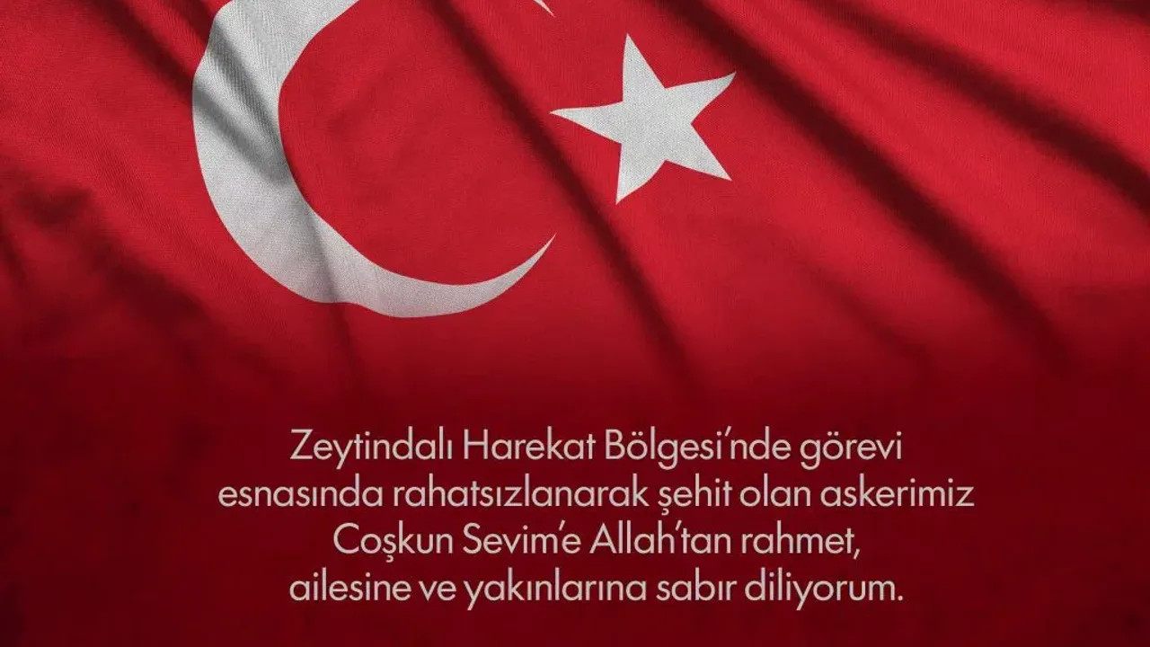 Burdur Belediyesi'nden Şehit Çoşkun Sevim İçin Taziye Mesajı