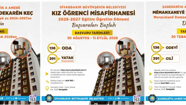 Diyarbakır Kız Öğrenci Misafirhanesi Başvuruları Başladı